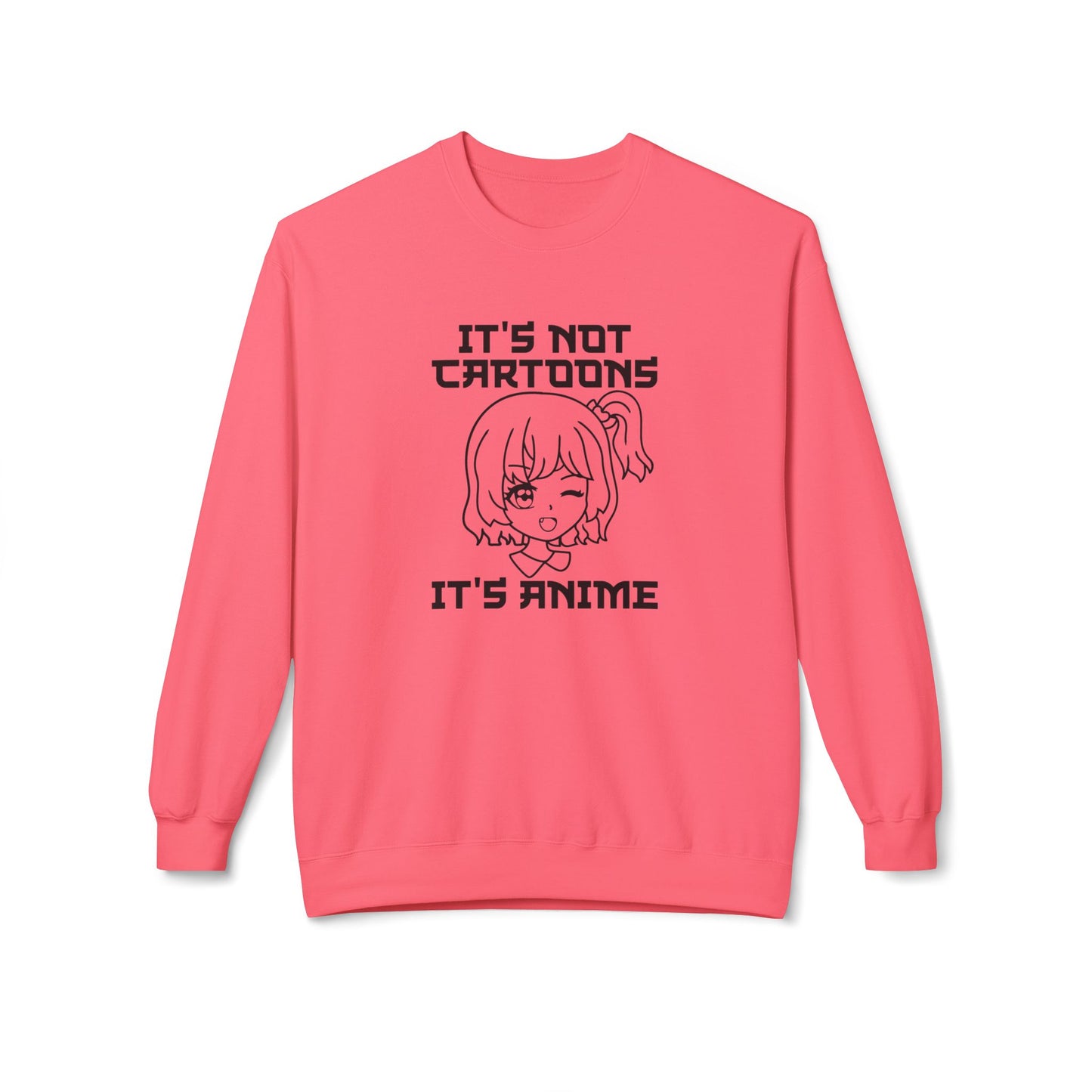 Anime Sweatshirt - It's Not Cartoons, Gift for Anime Fans, Casual Wear, Cozy Hoodie Alternative, Perfect for Conventions Pink Lemonade