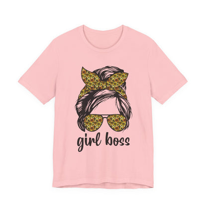 Stylish Girl Boss Tee: Empowerment Shirt for Women, Casual Outfit, Trendy Gift, Birthday Apparel, Motivational Fashion Pink