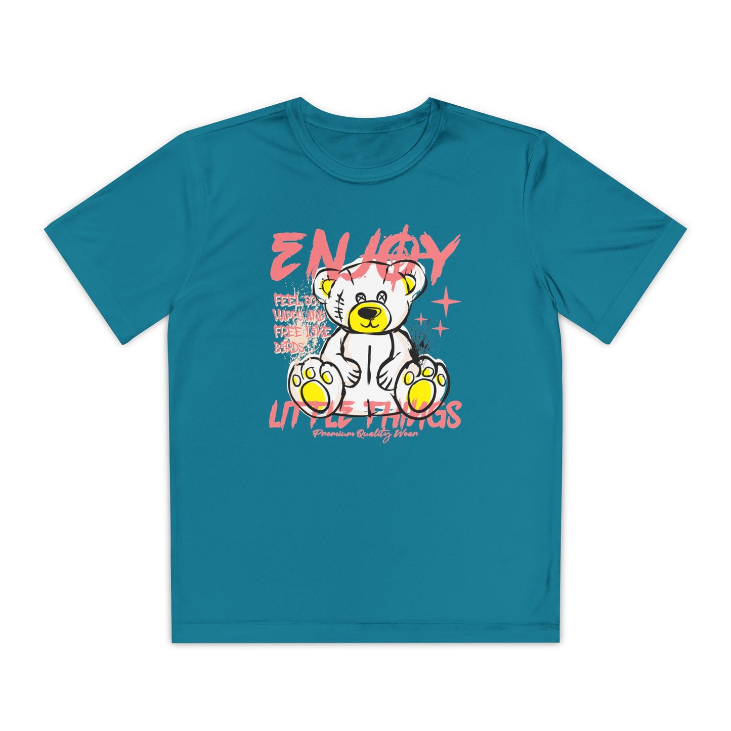 Youth Graphic Tee - 'Energy' Bear Design | Fun, Trendy T-Shirt for Kids, Birthday Gift, Everyday Wear, Cool Summer Style Tropic Blue