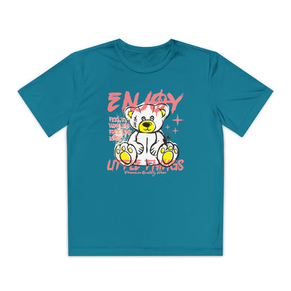 Youth Graphic Tee - 'Energy' Bear Design | Fun, Trendy T-Shirt for Kids, Birthday Gift, Everyday Wear, Cool Summer Style Tropic Blue