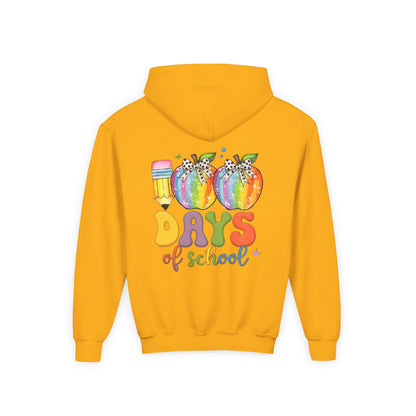 Colorful 100 Days of School Hoodie for Kids, Fun Sweatshirt for Students, Back to School Gift, Rainbow Apple Design, Classroom