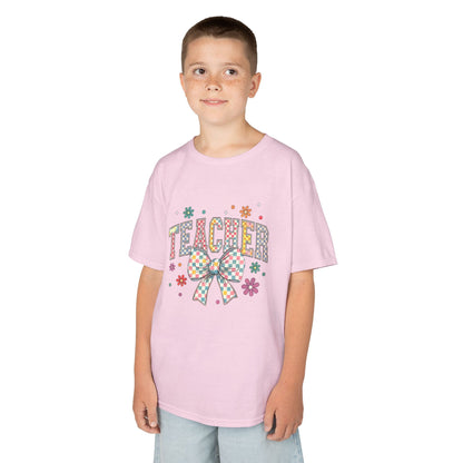 Teacher Kids Tee with Colorful Bow Design, Perfect for Back to School, Teacher Appreciation, Birthday Gift, Fun Classroom Wear