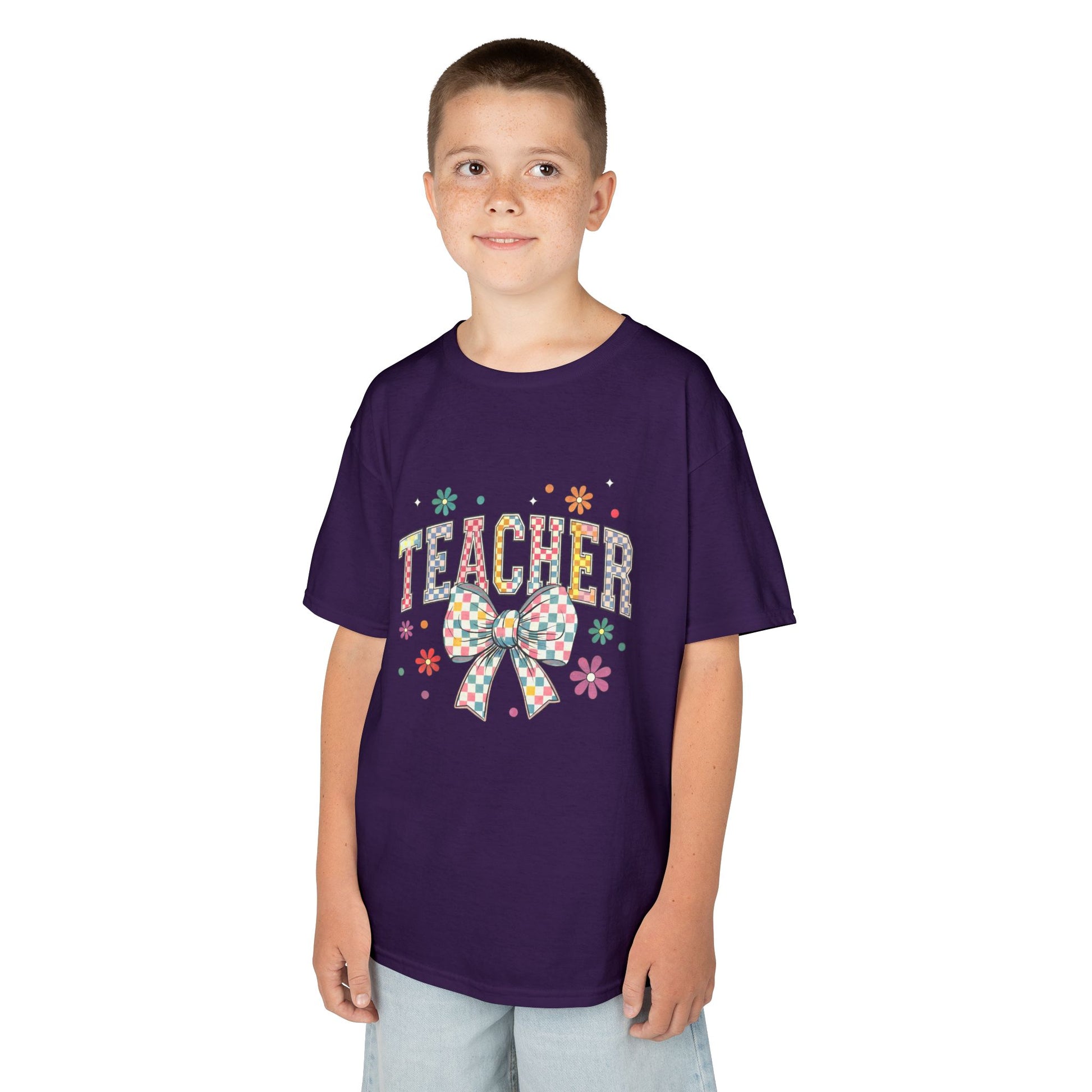 Teacher Kids Tee with Colorful Bow Design, Perfect for Back to School, Teacher Appreciation, Birthday Gift, Fun Classroom Wear