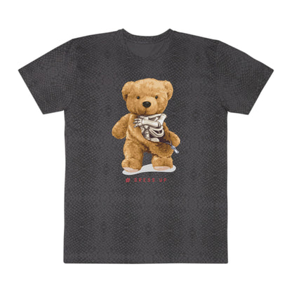 Cute Teddy Bear Graphic Tee, Casual Everyday Wear, Gift for Men, Animal Lover T-Shirt, Birthday Present, Fun Fashion Top Black Reptile