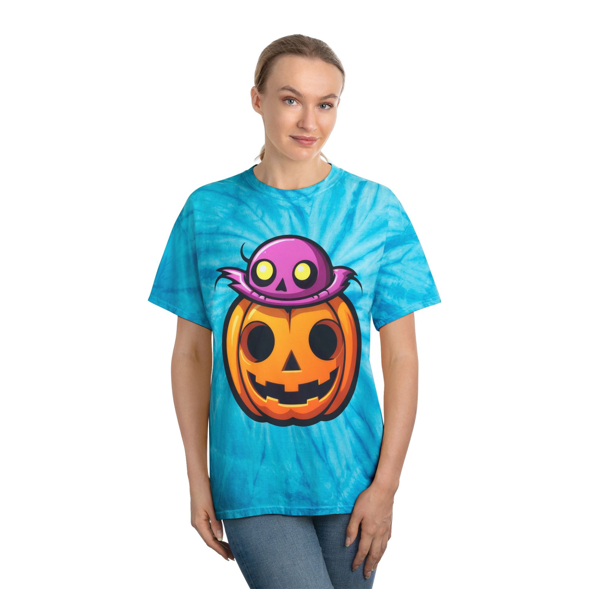 Pumpkin Halloween Tie-Dye Tee | Spooky Fun Shirt for Fall Celebrations, Costume Parties, Kids & Adults, Trendy Tie-Dye Fashion - Cozy Kawaii LLC