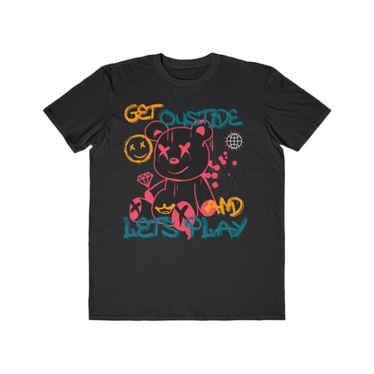 Urban Wear For Men - Playful Bear Graphic Tee - Get Outside and Let's Play, Casual Wear Black