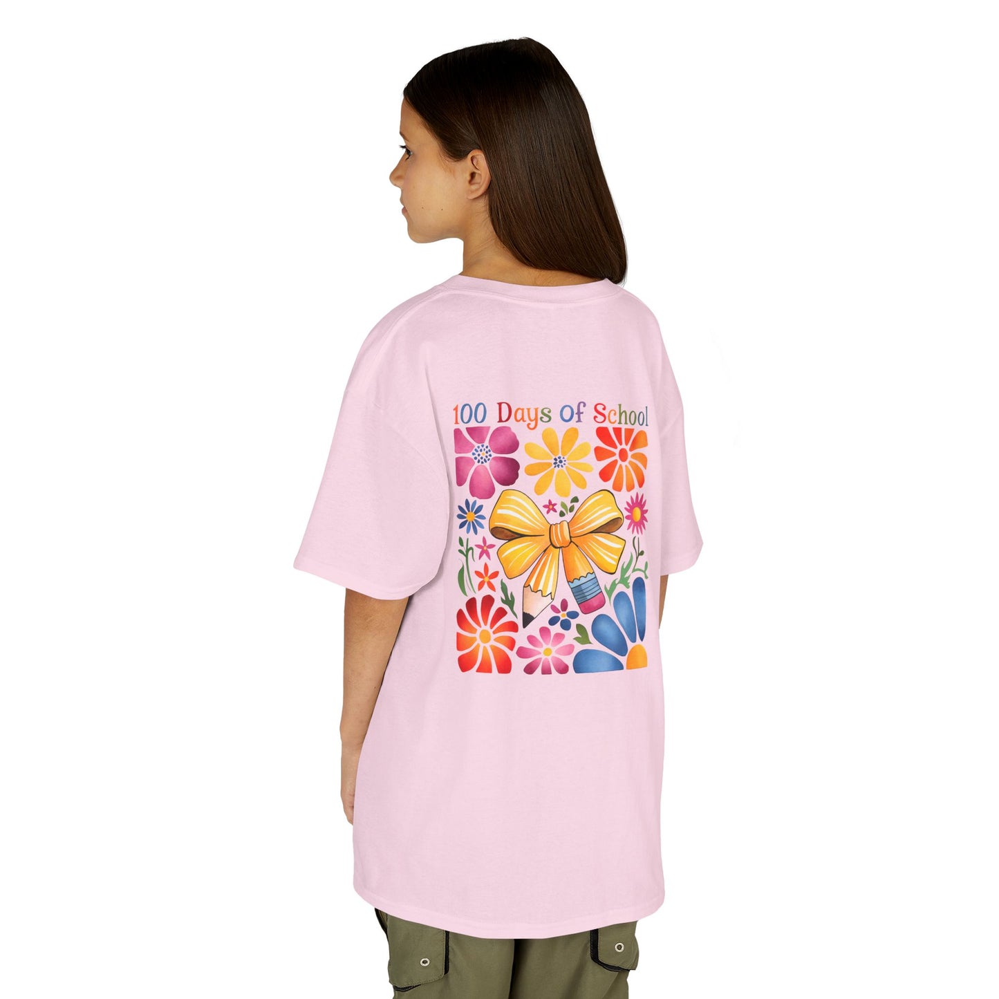 Colorful 100 Days of School Kids Tee, Flower Print T-Shirt for Students, End of Year Celebration Shirt, Fun School Day Wear, Gift for Kids