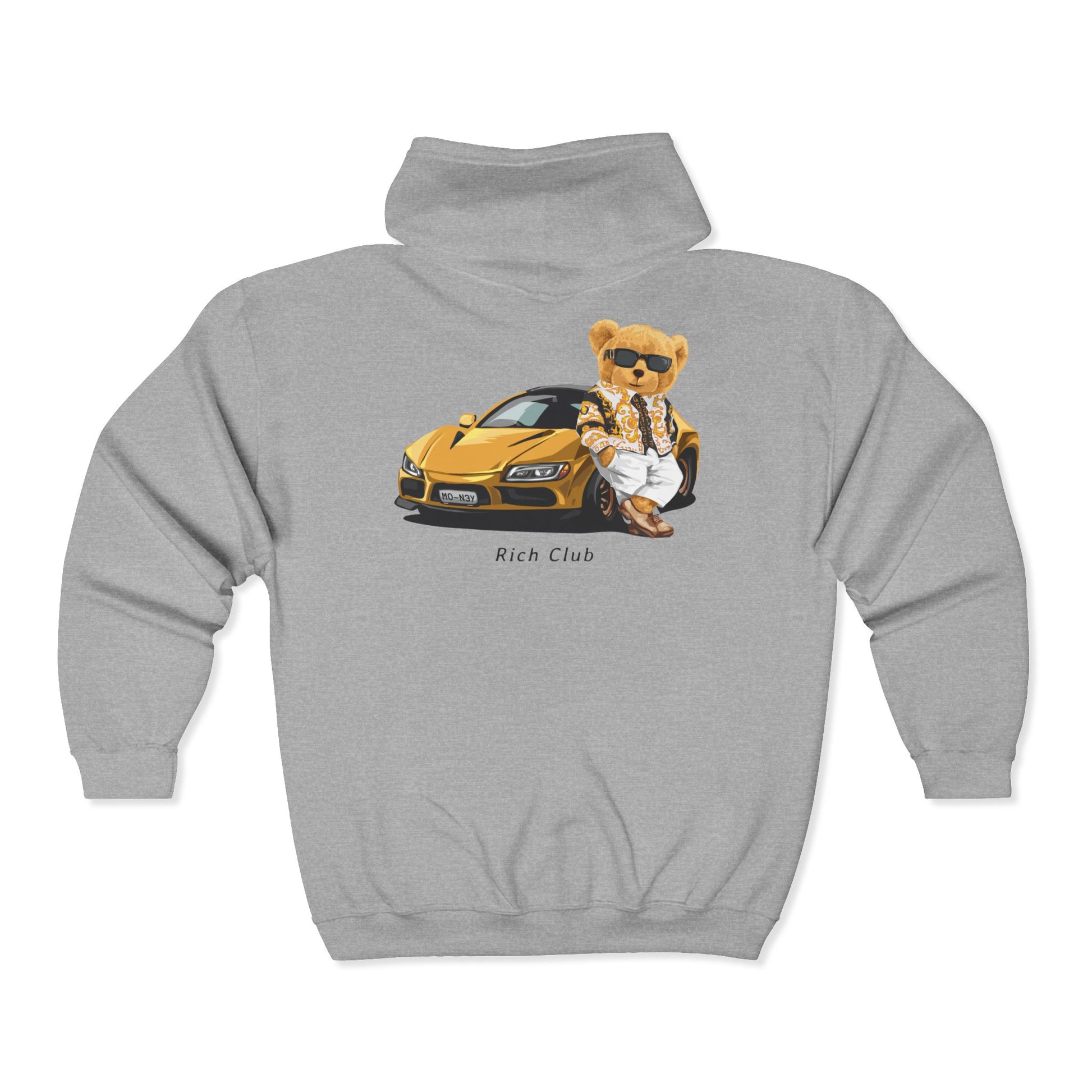 Cool Bear in Car Hoodie, Unisex Zip Sweatshirt, Streetwear, Gift for Car Lovers, Trendy Fashion, Unique Graphic Hoodie