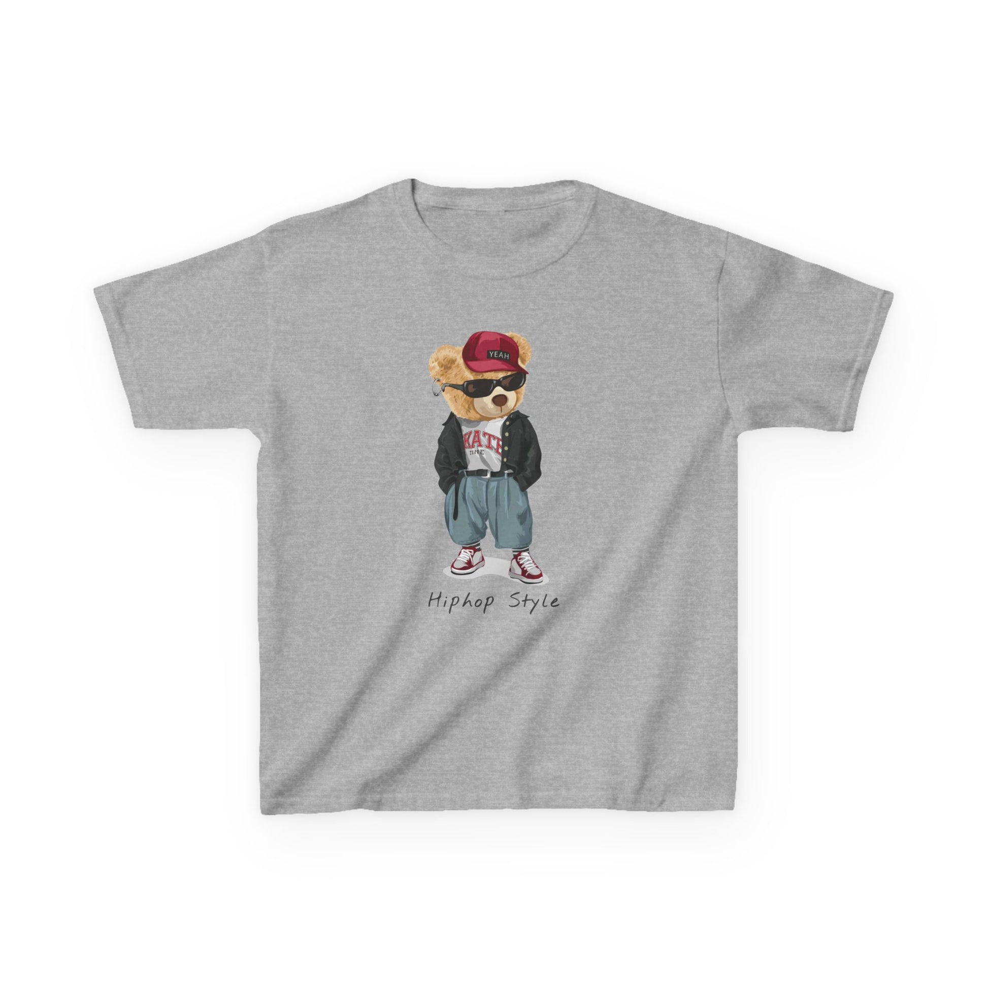 Trendy Kids Tee, Cool Bear Graphic Tee, Youth Fashion T-Shirt, Street Style Kids Shirt, Unique Kids Apparel, Fun Summer Tee Sport Grey