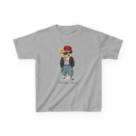 Trendy Kids Tee, Cool Bear Graphic Tee, Youth Fashion T-Shirt, Street Style Kids Shirt, Unique Kids Apparel, Fun Summer Tee Sport Grey