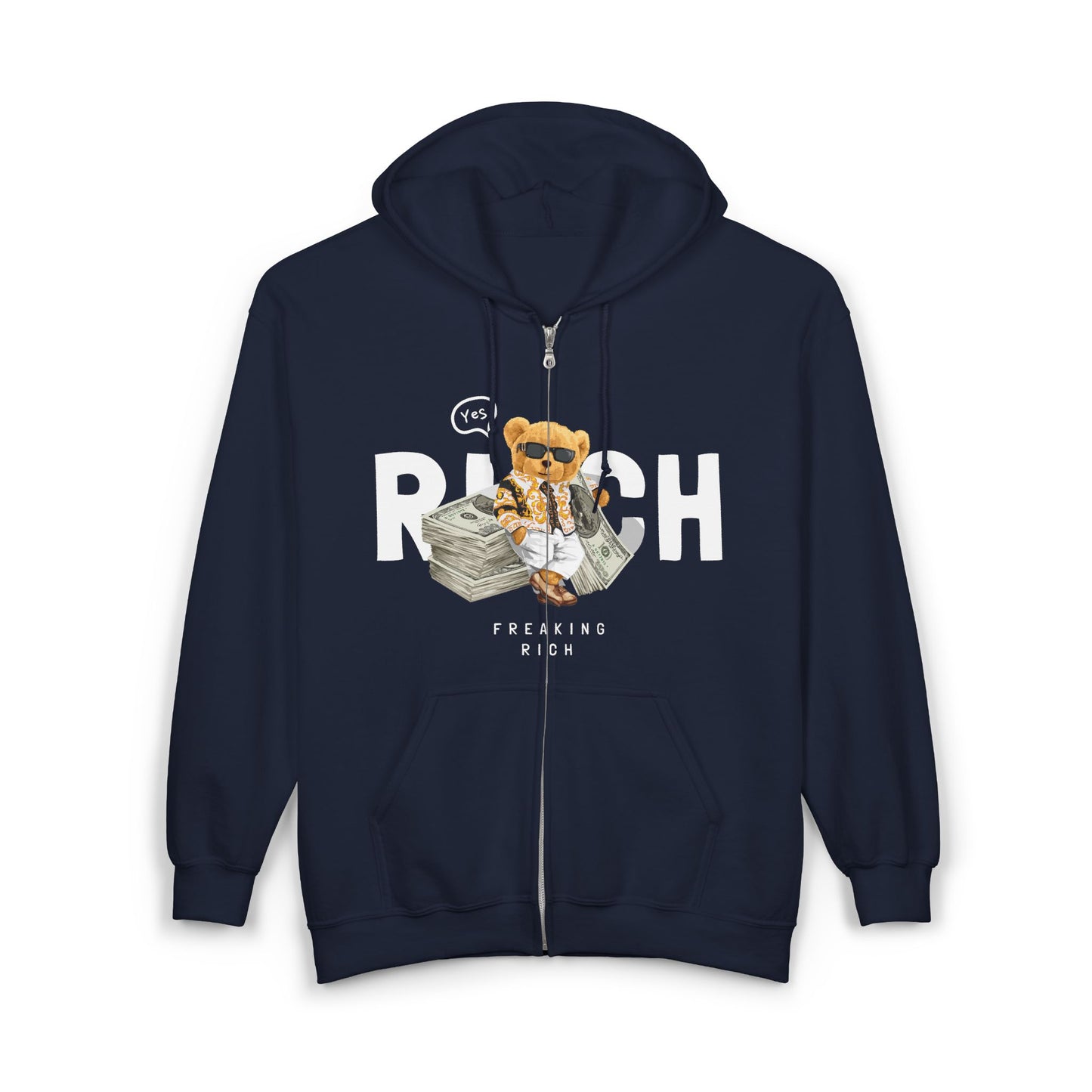 Funny Wealth Hoodie, Comfy Zip Sweatshirt for Cat Lovers, Gift for Pet Owners, Birthday or Holiday Apparel, Unique Animal Sweatshirt