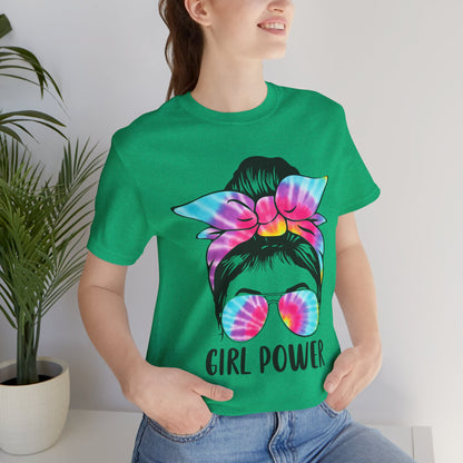 Girl Power Tie-Dye Tee, Unisex Short Sleeve Shirt, Feminist Apparel, Gift for Her, Casual Everyday Wear, Birthday Present