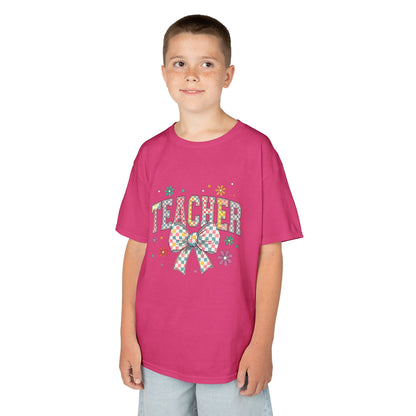 Teacher Kids Tee with Colorful Bow Design, Perfect for Back to School, Teacher Appreciation, Birthday Gift, Fun Classroom Wear