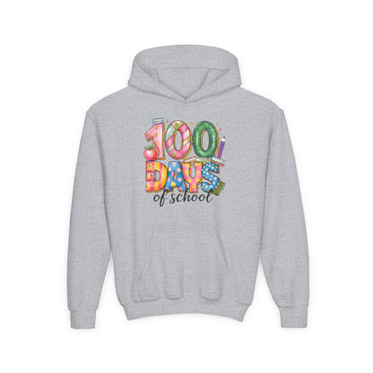 100 Days of School Youth Hoodie, Celebrate Achievement Sweatshirt, Fun Kids Apparel, School Milestone Gift, Classroom Celebration Wear Sport Grey
