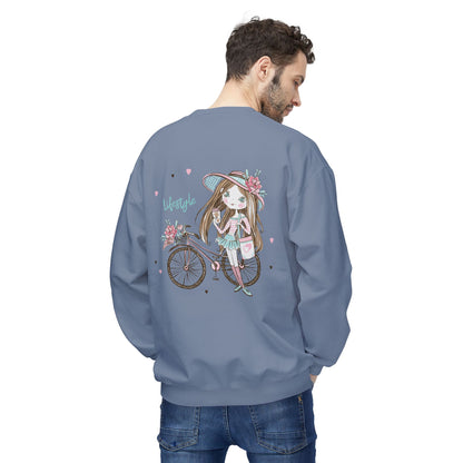 Chic Fleece Sweatshirt with Whimsical Bicycle Design - Perfect for Cozy Days, Gift for Cyclists, Cute Outfit for Spring, Birthday
