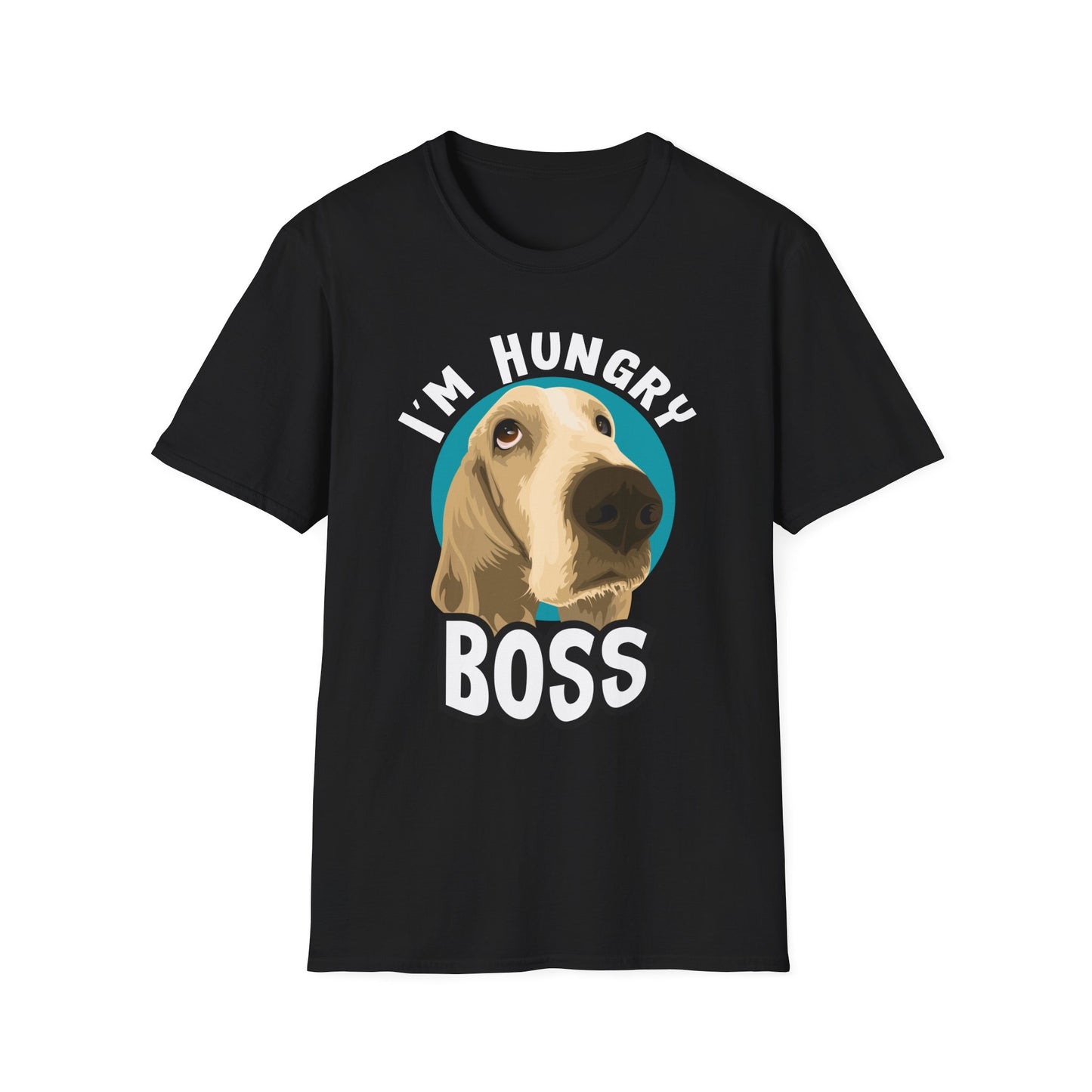 Hungry Boss Dog T-Shirt, Unisex Pet Lover Tee, Funny Animal Shirt, Gift for Dog Owners, Casual Style for Dog Lovers Black
