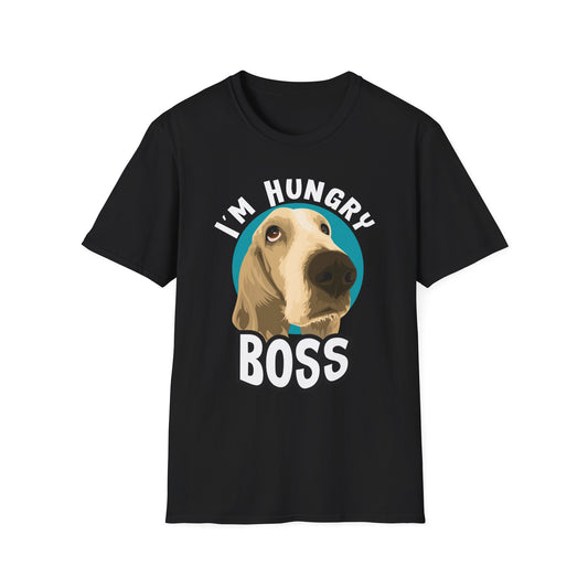 Hungry Boss Dog T-Shirt, Unisex Pet Lover Tee, Funny Animal Shirt, Gift for Dog Owners, Casual Style for Dog Lovers Black