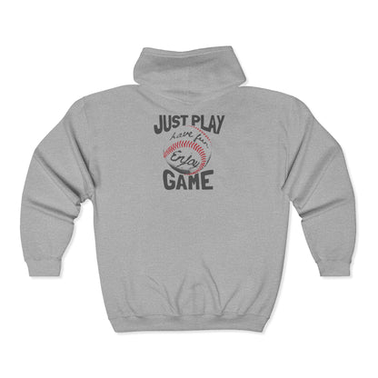 Game On Unisex Full Zip Hoodie, Just Play Hoodie, Sports Sweatshirt, Gift for Gamers, Hoodie for Gaming Events