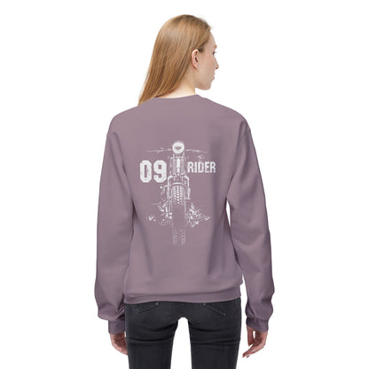 Retro Unisex Fleece Crew Sweatshirt - 09 Rider Design, Cozy Apparel, Gift for Bikers, Streetwear, Festival Wear, Everyday Comfort