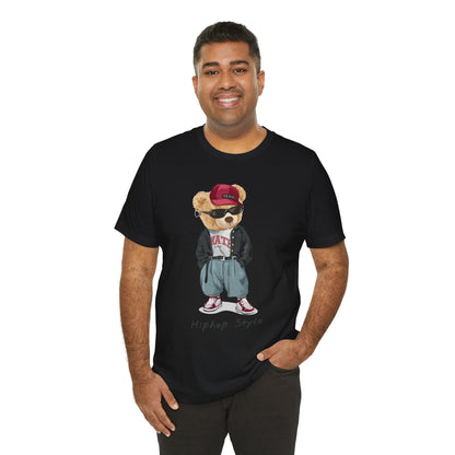 Cool Hip-Hop Bear T-Shirt with Vintage Vibe, Unisex Casual Tee, Gift for Streetwear Lovers, Trendy Music Gear, Urban Style Apparel