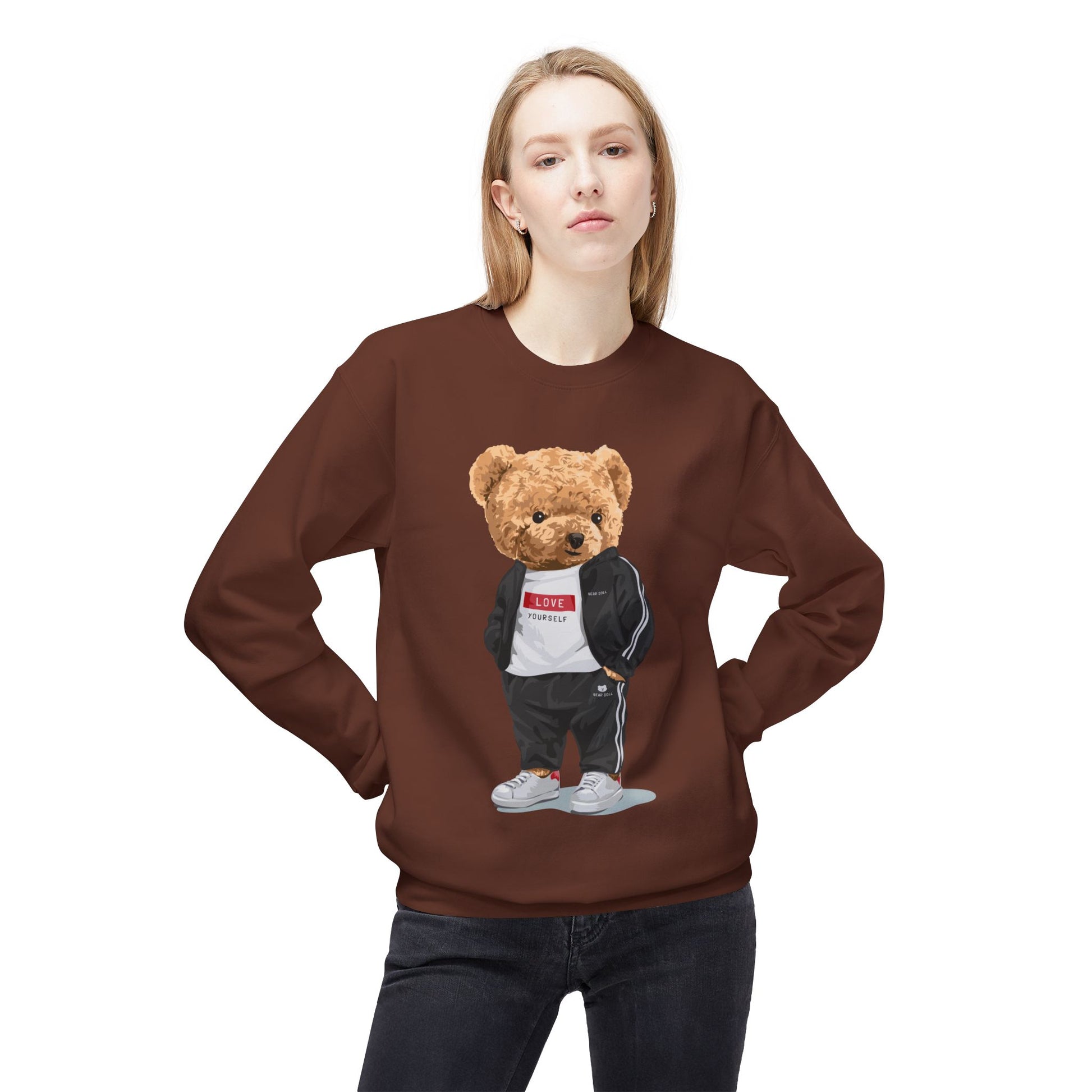 Teddy Bear Sweatshirt - Perfect for Teens, Gifts, Casual Wear, Winter Essentials, Cute Graphic Apparel