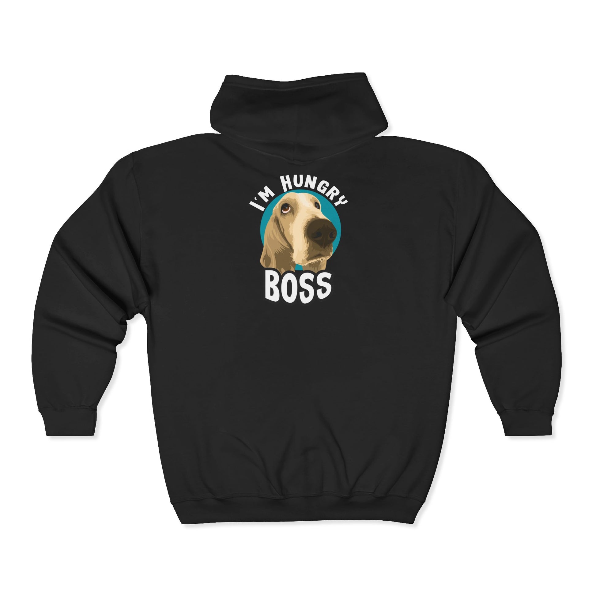 Hungry Boss Dog Hoodie, Funny Pet Lover Gift, Unisex Zip-Up Sweatshirt, Cute Animal Apparel, Ideal for Dog Owners, Cozy Layering