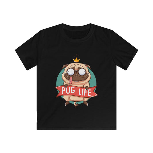 Pug Life Kids Tee, Fun Pet Shirt, Funny Dog T-Shirt, Animal Lover Gift, Birthday or Playdate Outfit Black