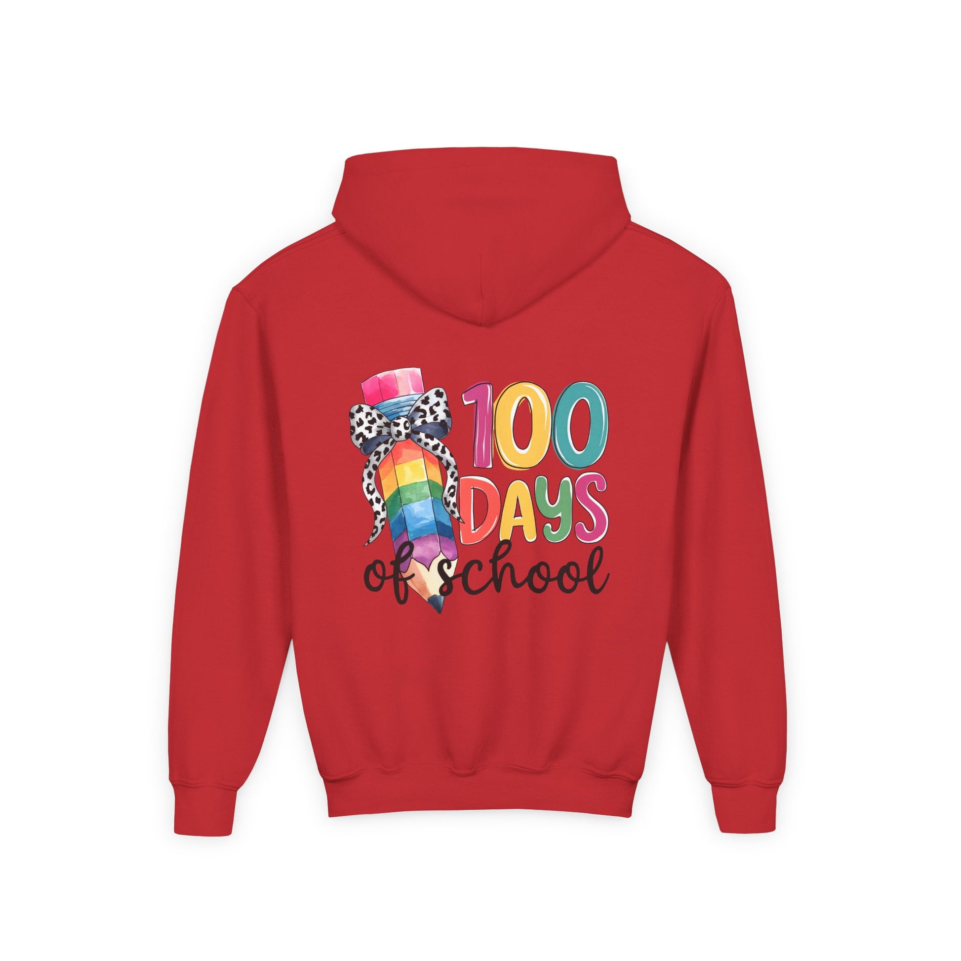 Colorful 100 Days of School Youth Hoodie, Fun School Celebration Sweatshirt, Back-to-School Gift, Kids Fashion, Classroom Style