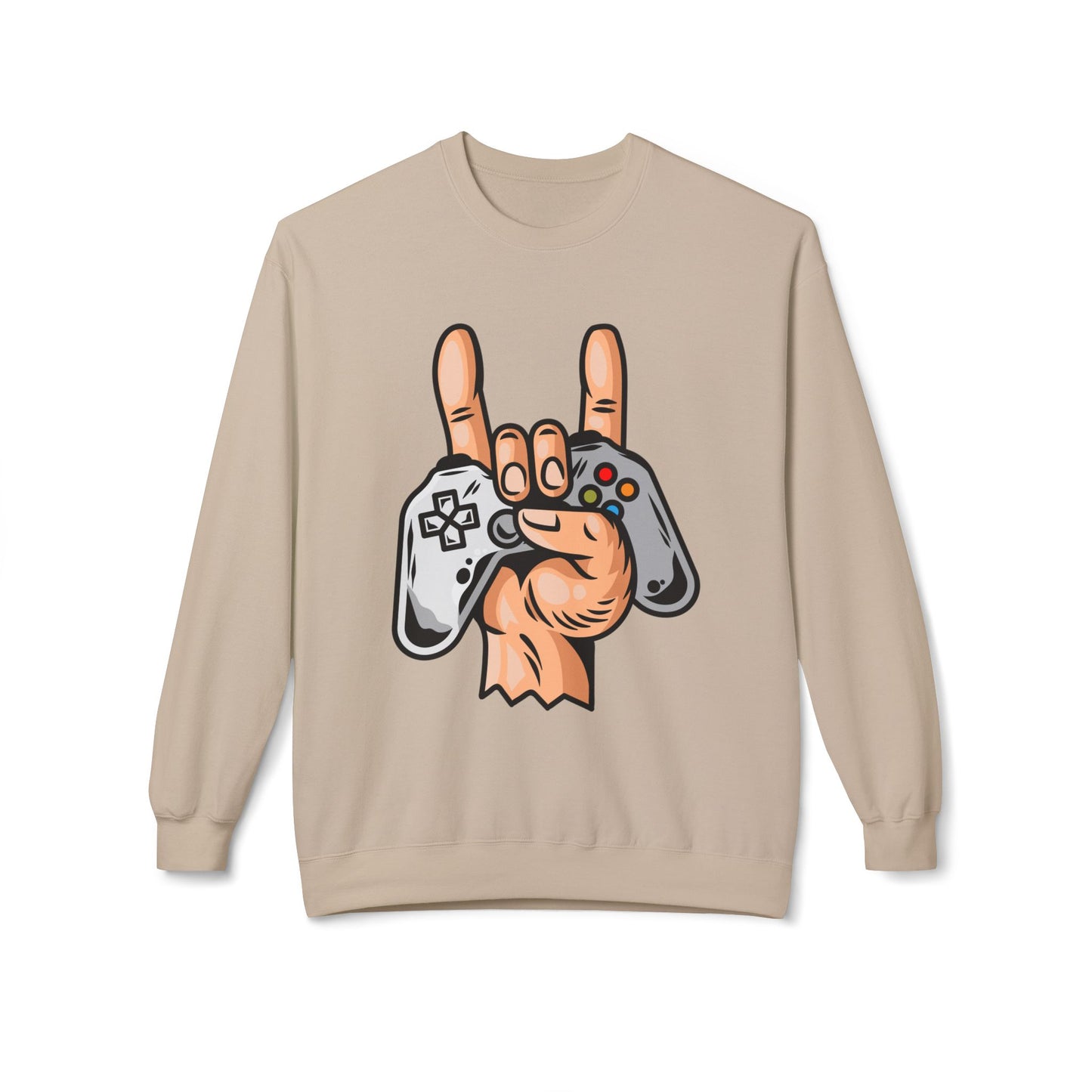 Gamer Fleece Crewneck Sweatshirt, Unisex Sweatshirt for Gamers, Gaming Apparel, Perfect Gift for Birthdays, Geek Culture, Casual Wear Sand