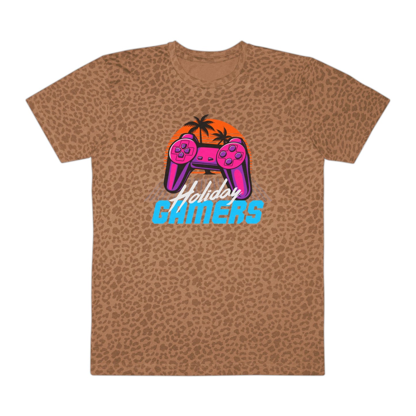 Holiday Gamers Graphic Tee, Men’s Casual Shirt, Gamer Gift, Video Game Apparel, Retro Gaming T-Shirt, Cool Gamer Wear Brown Leopard