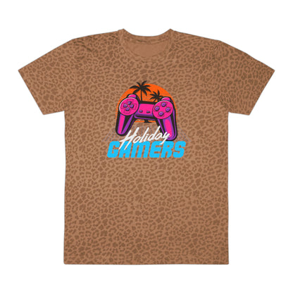 Holiday Gamers Graphic Tee, Men’s Casual Shirt, Gamer Gift, Video Game Apparel, Retro Gaming T-Shirt, Cool Gamer Wear Brown Leopard