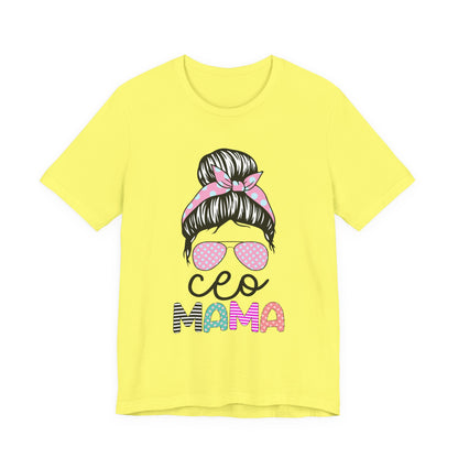 CEO Mama Graphic Tee, Unisex T-Shirt for Moms, Gift for New Mothers, Casual Summer Top, Fun Parenting Apparel, Mother's Day Gift Yellow