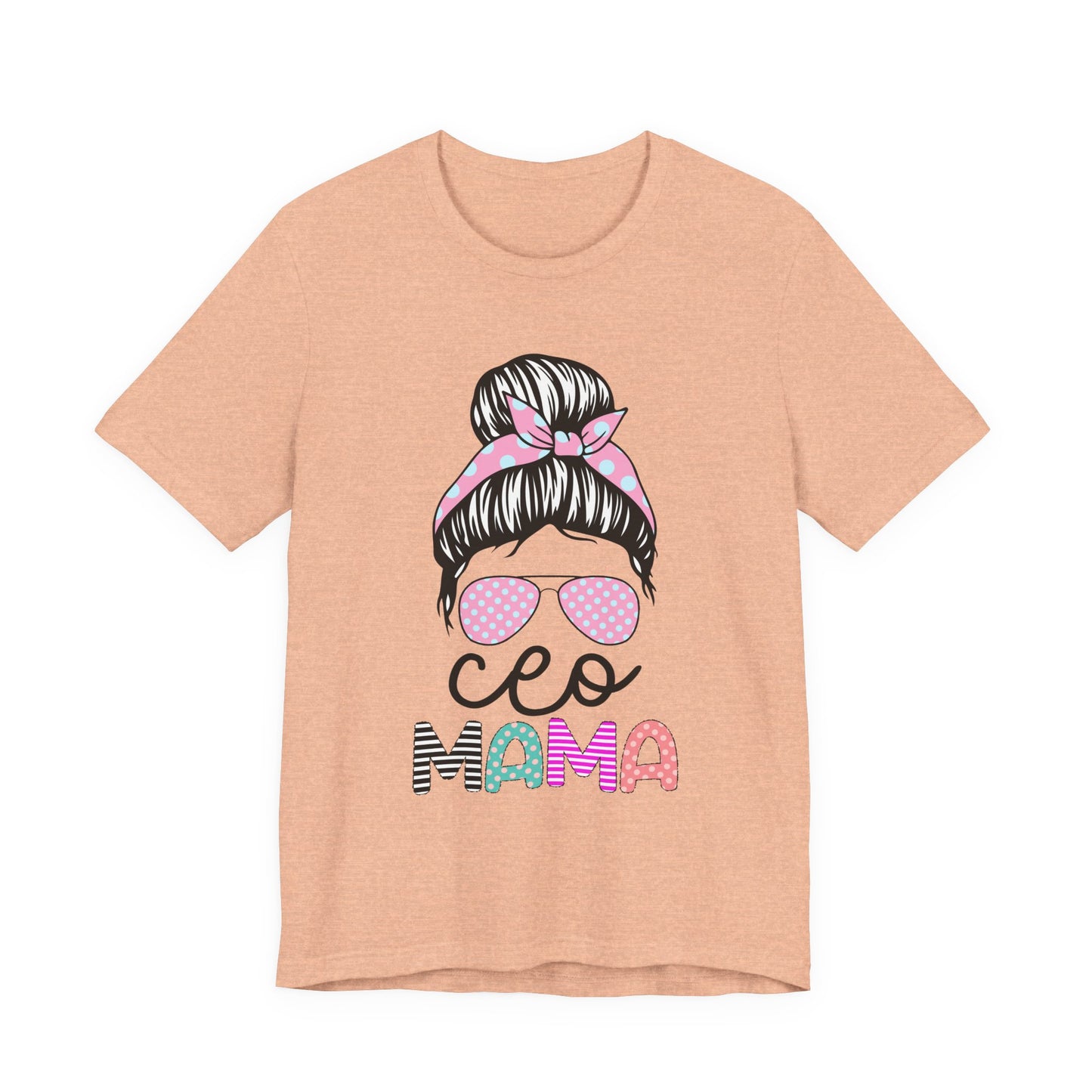 CEO Mama Graphic Tee, Unisex T-Shirt for Moms, Gift for New Mothers, Casual Summer Top, Fun Parenting Apparel, Mother's Day Gift Heather Peach