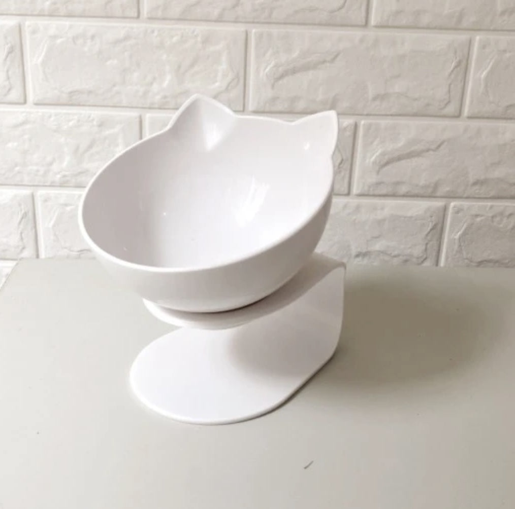 Cat Double Bowl Cat Food Bowl Protects Cervical Vertebra Single White 2