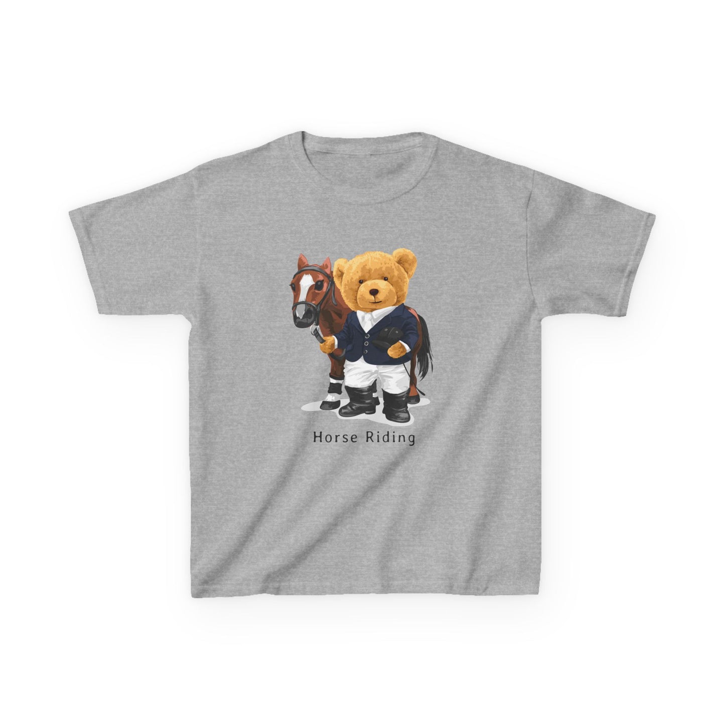 Kids Horse Riding Tee - Fun, Comfortable Cotton Shirt for Equestrian Lovers, Ideal for Birthdays, Gifts, Everyday Wear, Kids Apparel Sport Grey