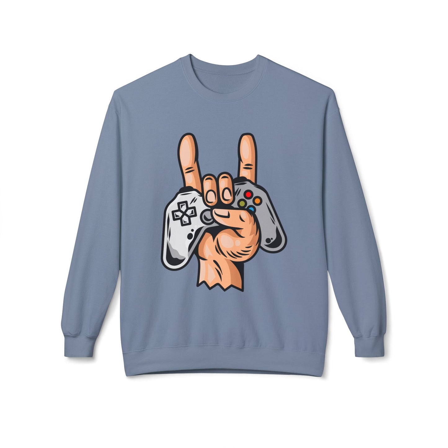 Gamer Fleece Crewneck Sweatshirt, Unisex Sweatshirt for Gamers, Gaming Apparel, Perfect Gift for Birthdays, Geek Culture, Casual Wear Stone Blue
