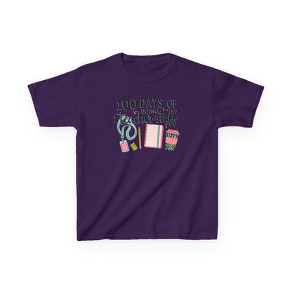 Teacher Appreciation Kids Tee, 100 Days of Teacher Stuff Shirt, School Spirit Tee, Gift for Future Educators, Kids' Classroom Apparel Purple
