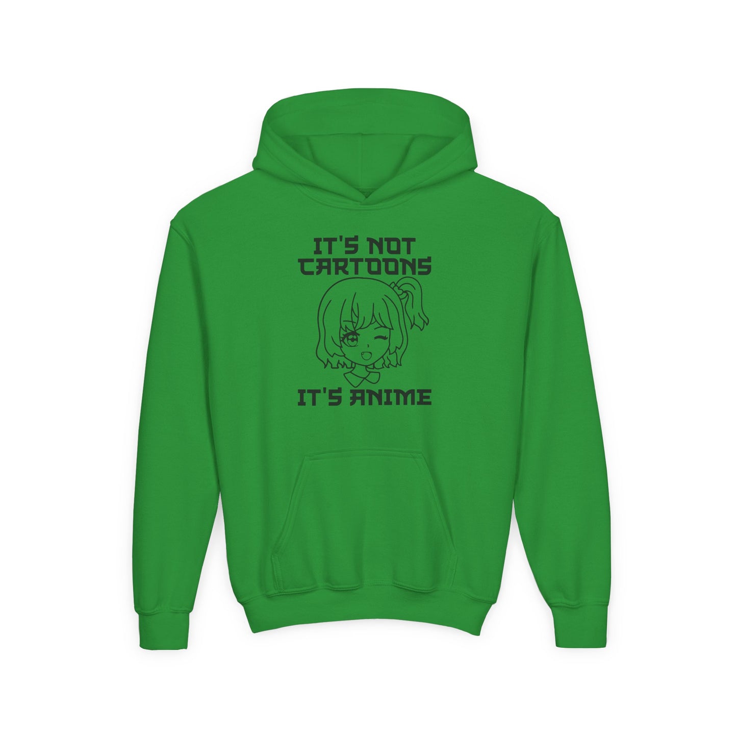 Anime Lover's Youth Hoodie - Anime Gift, Cartoon Humor, Youth Sweatshirt, Casual Wear, Gift for Fans Irish Green