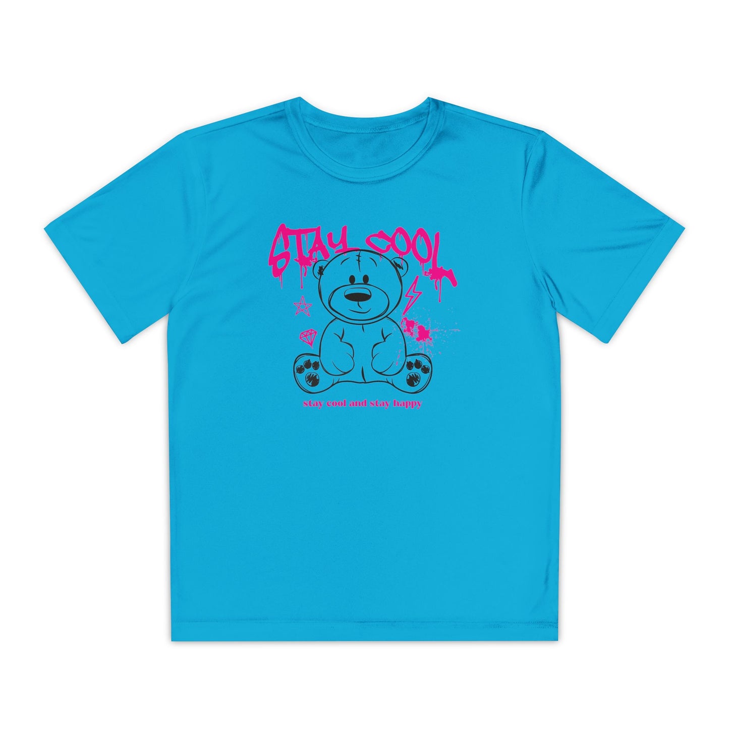 Youth Tee - Stay Cool Bear | Trendy Kids Shirt, Fun Tee for Boys and Girls, Casual Wear, Birthday Gift, Summer Style Atomic Blue