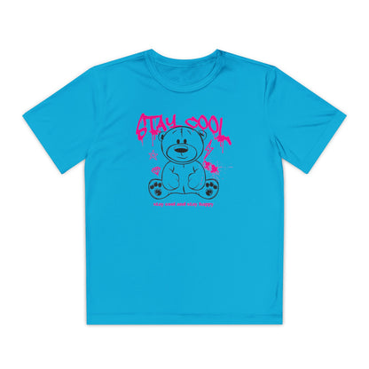 Youth Tee - Stay Cool Bear | Trendy Kids Shirt, Fun Tee for Boys and Girls, Casual Wear, Birthday Gift, Summer Style Atomic Blue