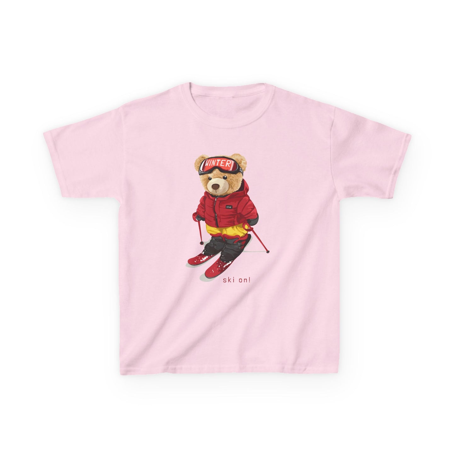 Kids Graphic Tee with Cool Bear Design, Fun Casual Wear for Boys and Girls, Perfect for Birthday Gifts, Playdates, and Everyday Comfort Light Pink