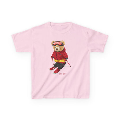 Kids Graphic Tee with Cool Bear Design, Fun Casual Wear for Boys and Girls, Perfect for Birthday Gifts, Playdates, and Everyday Comfort Light Pink
