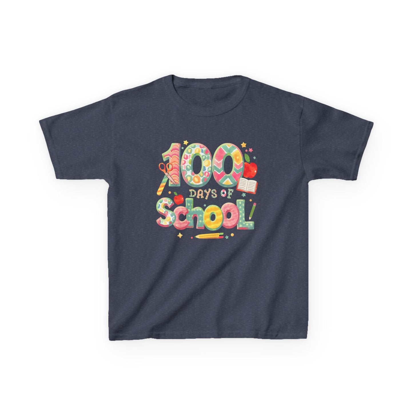 Kids School Celebration Tee - 100 Days of School, Class Shirt, Back to School Outfit, Fun Teacher Gift, Kids Education Apparel Heather Navy