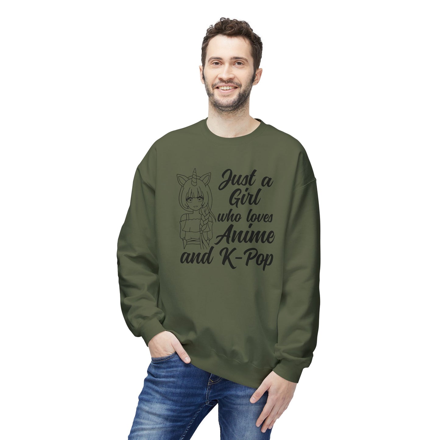 Anime & K-Pop Crewneck Sweatshirt, Cozy Gift for Fans, Cute Fashion for Anime Lovers, Perfect for Casual Outfits, Birthday & Holiday Gift