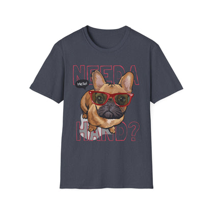 Funny Dog T-Shirt – Need a Hand? Unisex Softstyle Tee, Gift for Dog Lovers, Cute Pet Apparel, Casual Wear, Animal Lover Shirt Heather Navy
