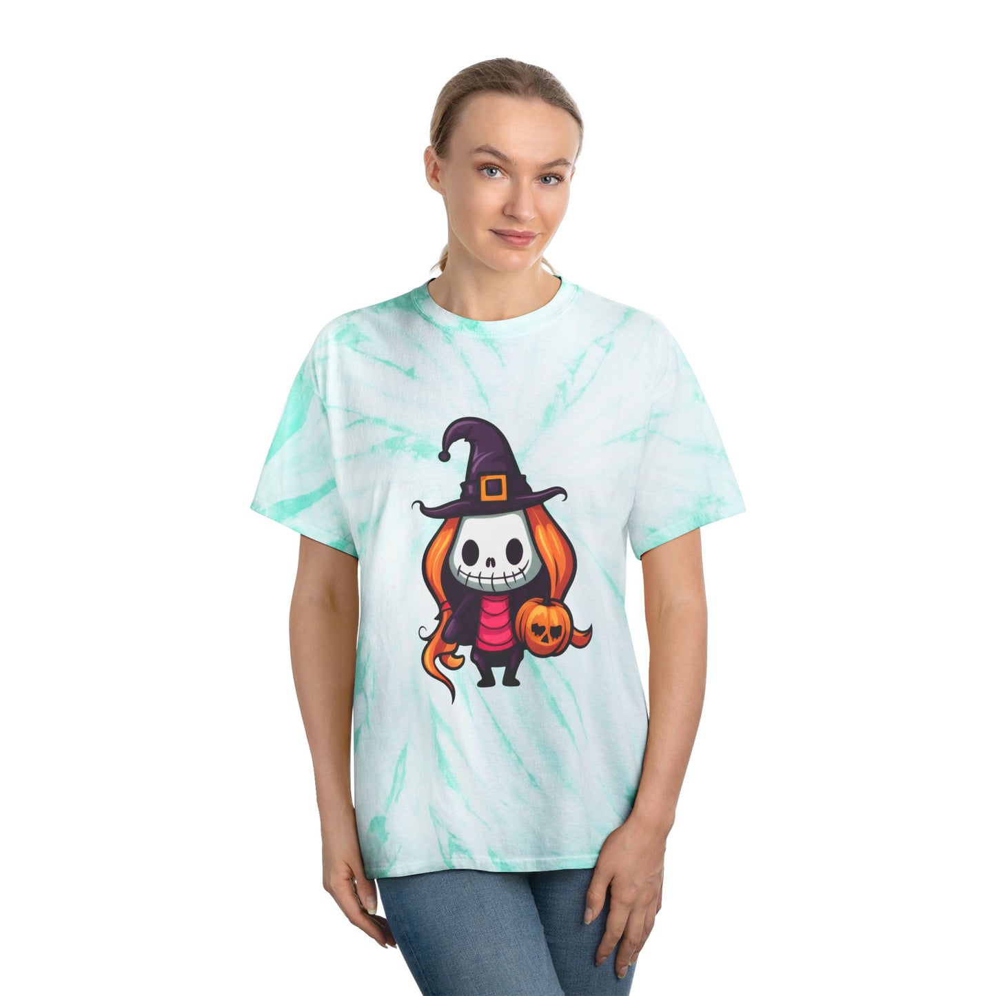 Cute Halloween Tie-Dye Tee, Playful Witch Graphic Shirt, Spooky Fall Apparel, Festival Outfit, Holiday Gift Idea - Cozy Kawaii LLC
