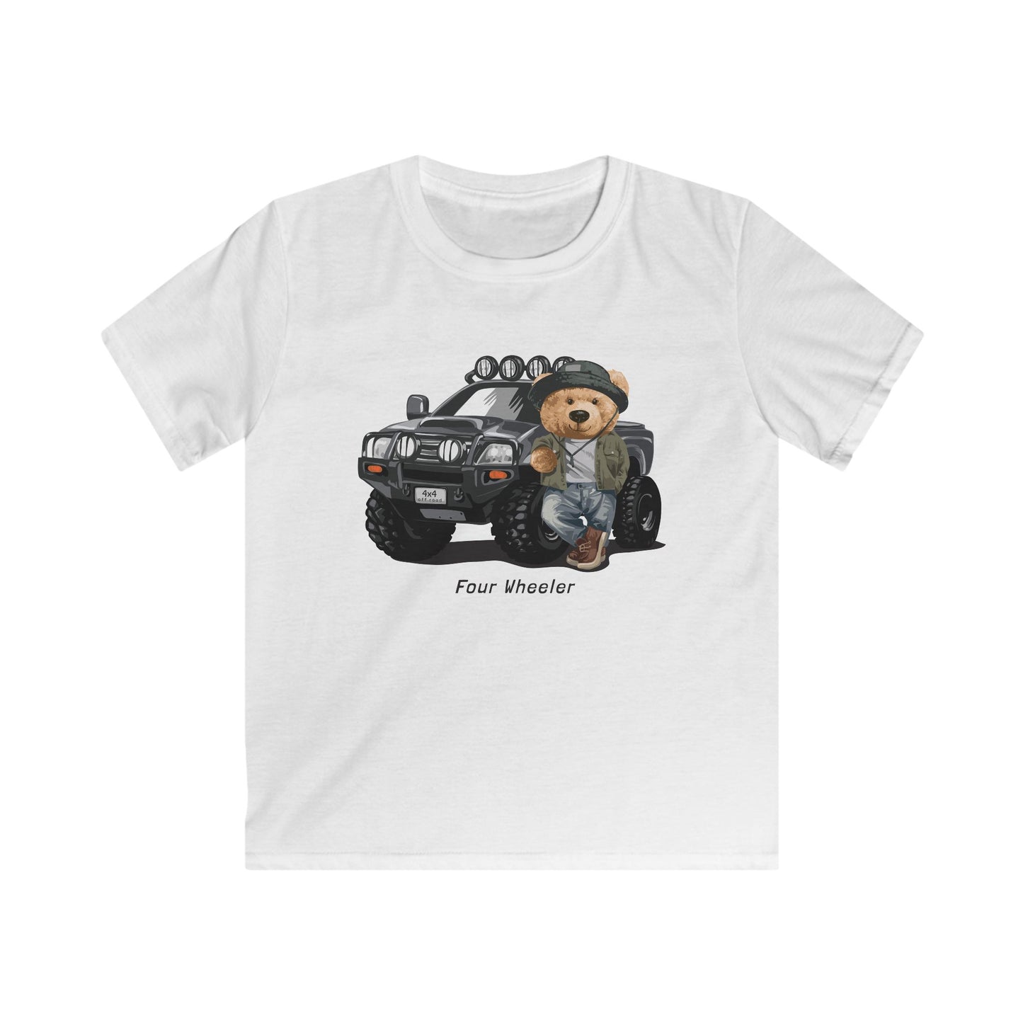 Kids Adventure Bear Tee, Cute Kids Shirt, Four Wheeler Tee, Bear Lover Gift, Fun Birthday Outfit White