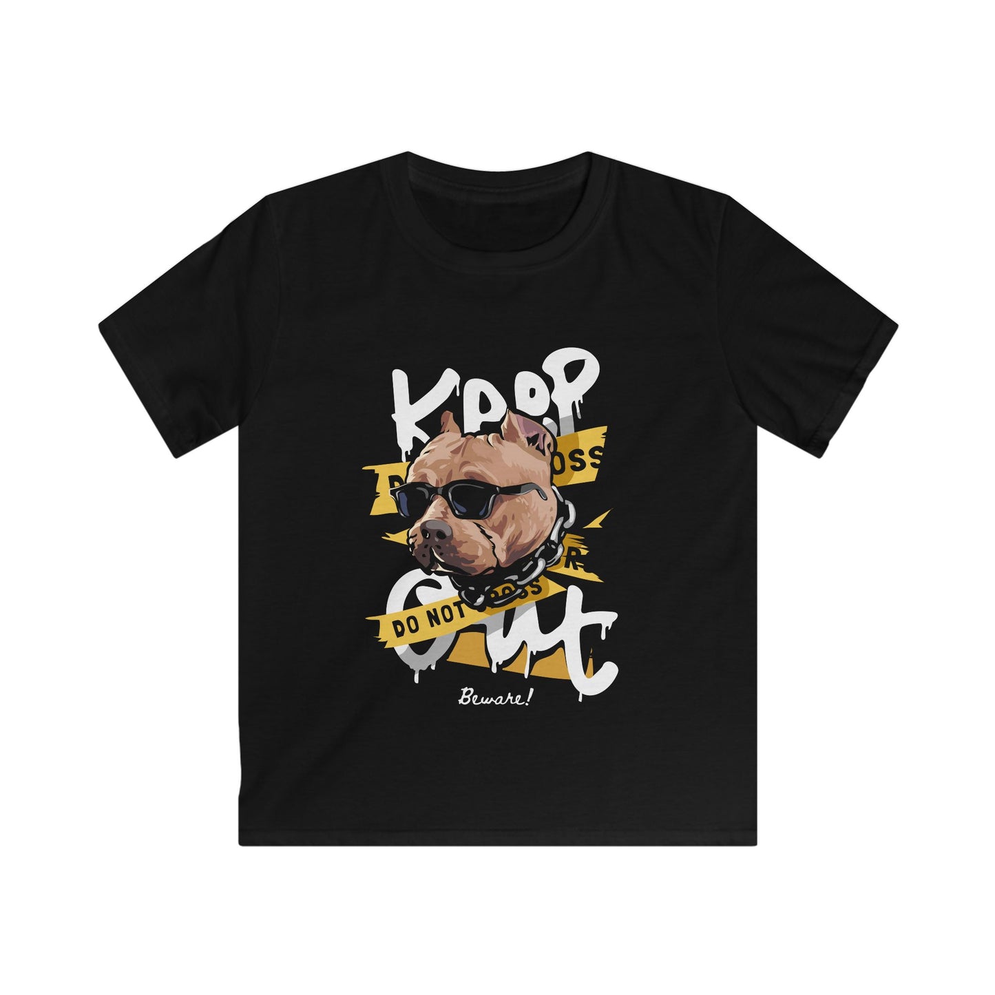 Cool Dog Graphic Tee, Kids Softstyle Tee, Fun Gift for Dog Lovers, Birthday Shirt, Unique Pet Lover Shirt Black