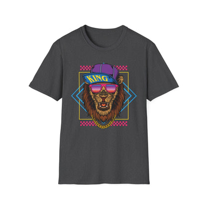 King Lion Graphic T-Shirt, Unisex Tee, Casual Wear, Gift for Animal Lovers, Streetwear, Festival Fashion Dark Heather