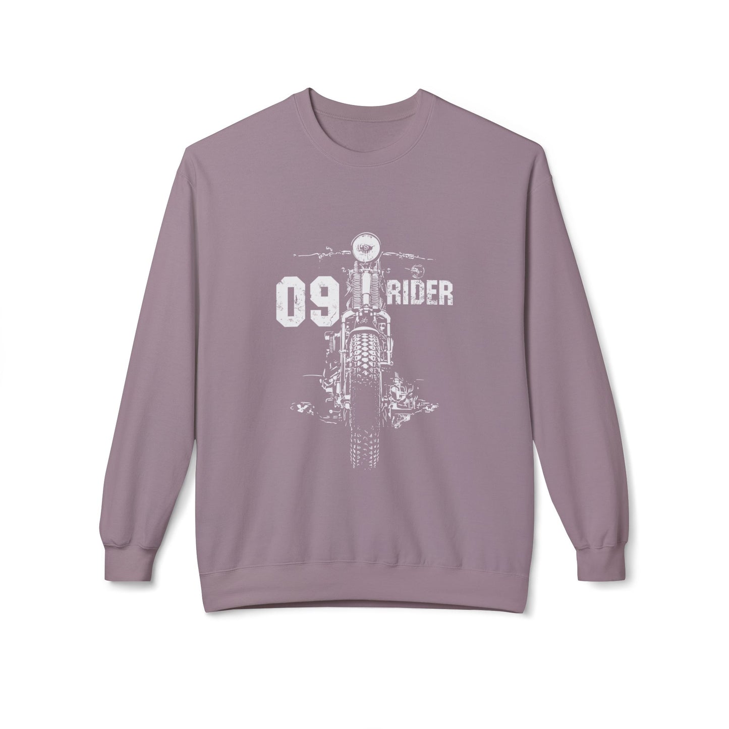 Retro Unisex Fleece Crew Sweatshirt - 09 Rider Design, Cozy Apparel, Gift for Bikers, Streetwear, Festival Wear, Everyday Comfort Paragon